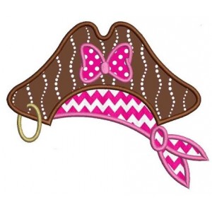 Girl Pirate Hat Applique Machine Embroidery Digitized Design Pattern
